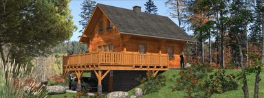 Wizualizacja pięknego drewnianego domu L-87