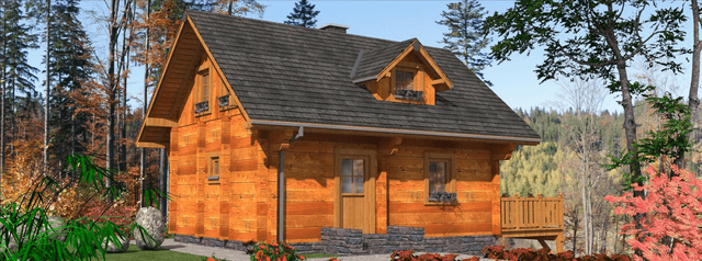 Wizualizacja ogrodowa L-87 Dom Modrzewiowa