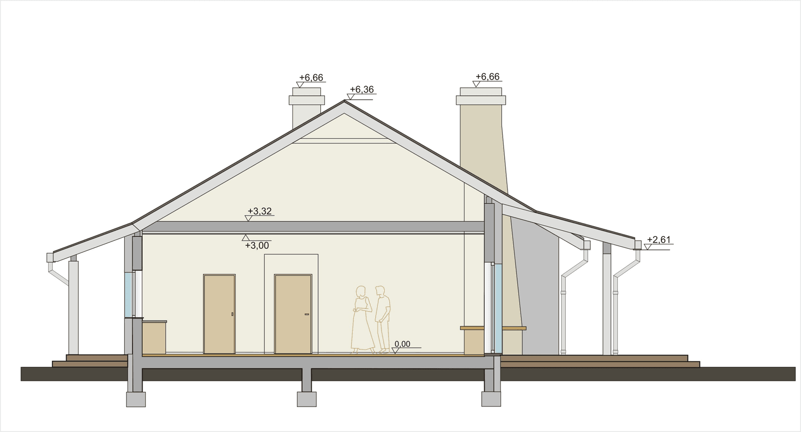 Przekrój w projekcie domu AJR 03 B V01