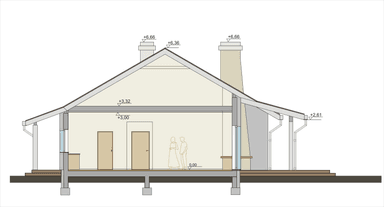 Przekrój w projekcie domu AJR 03 B V01