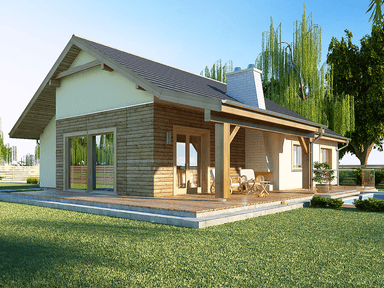 Piękny taras w projekcie domu parterowego