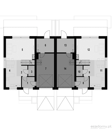 Rzut parteru projekt bliźniaka Eco48