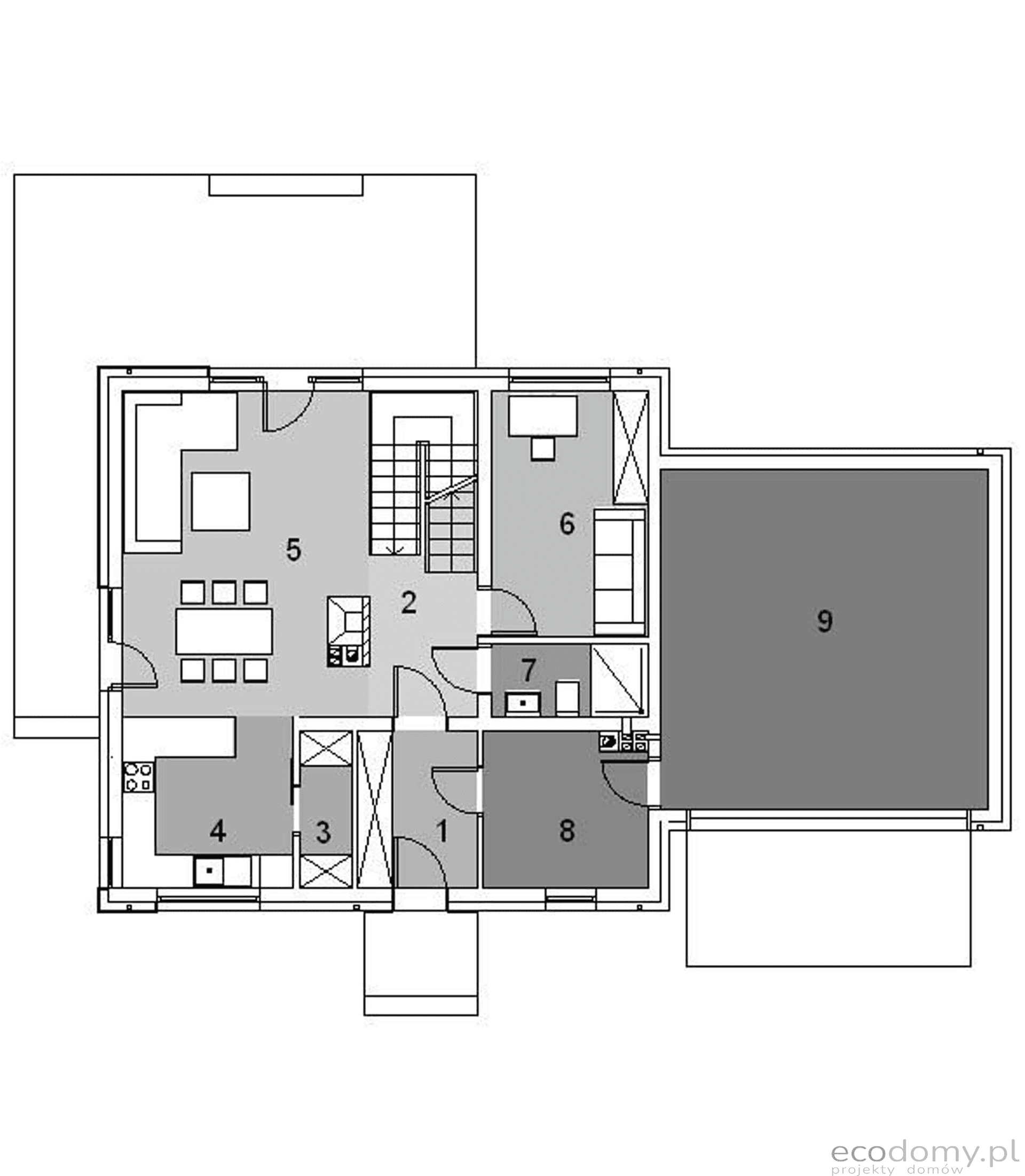 Rzut parteru projektu domu Eco 10