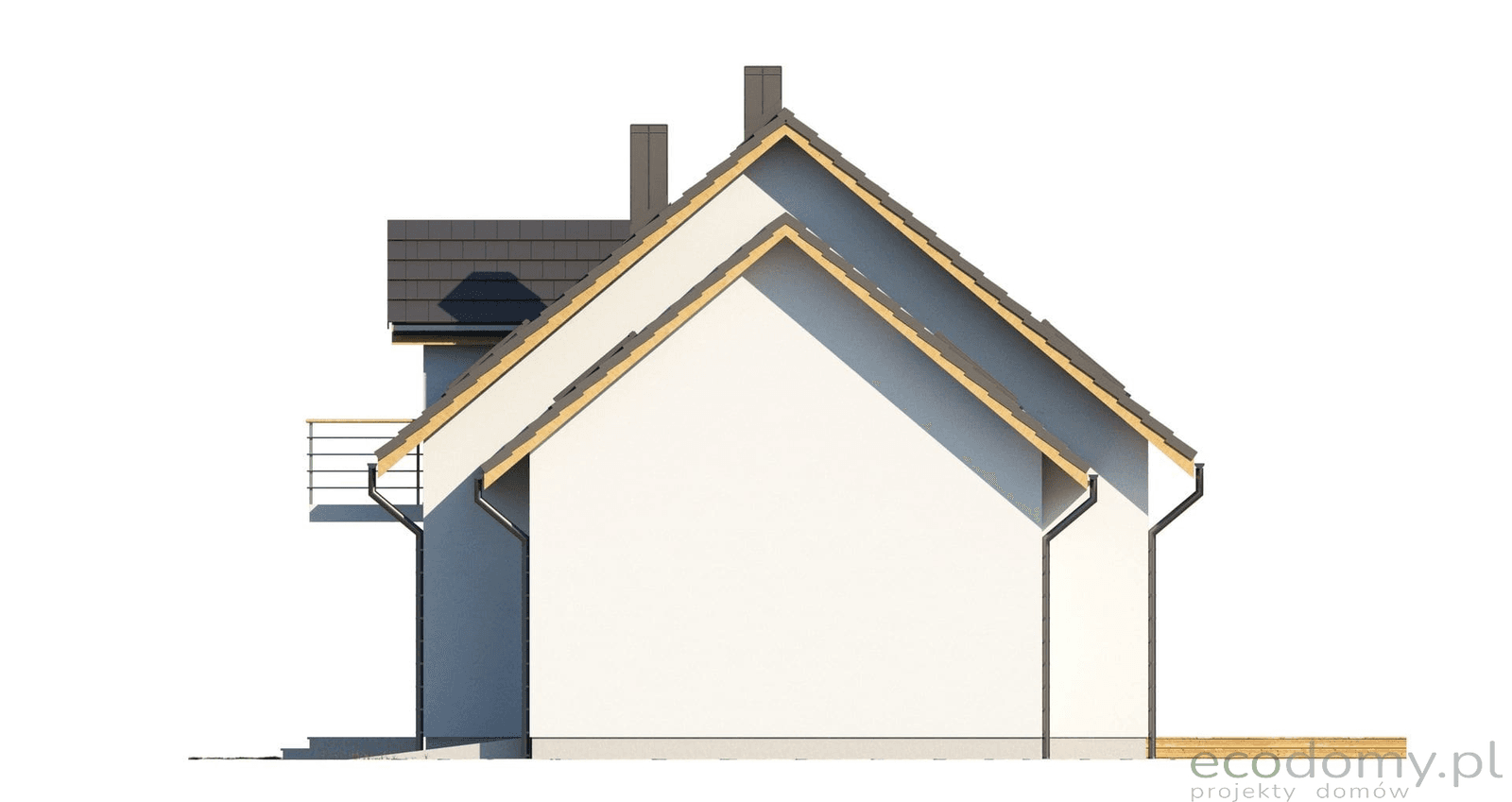 Elewacja prawa projektu domu jednorodzinnego Eco11