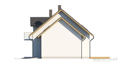 Elewacja prawa projektu domu jednorodzinnego Eco11