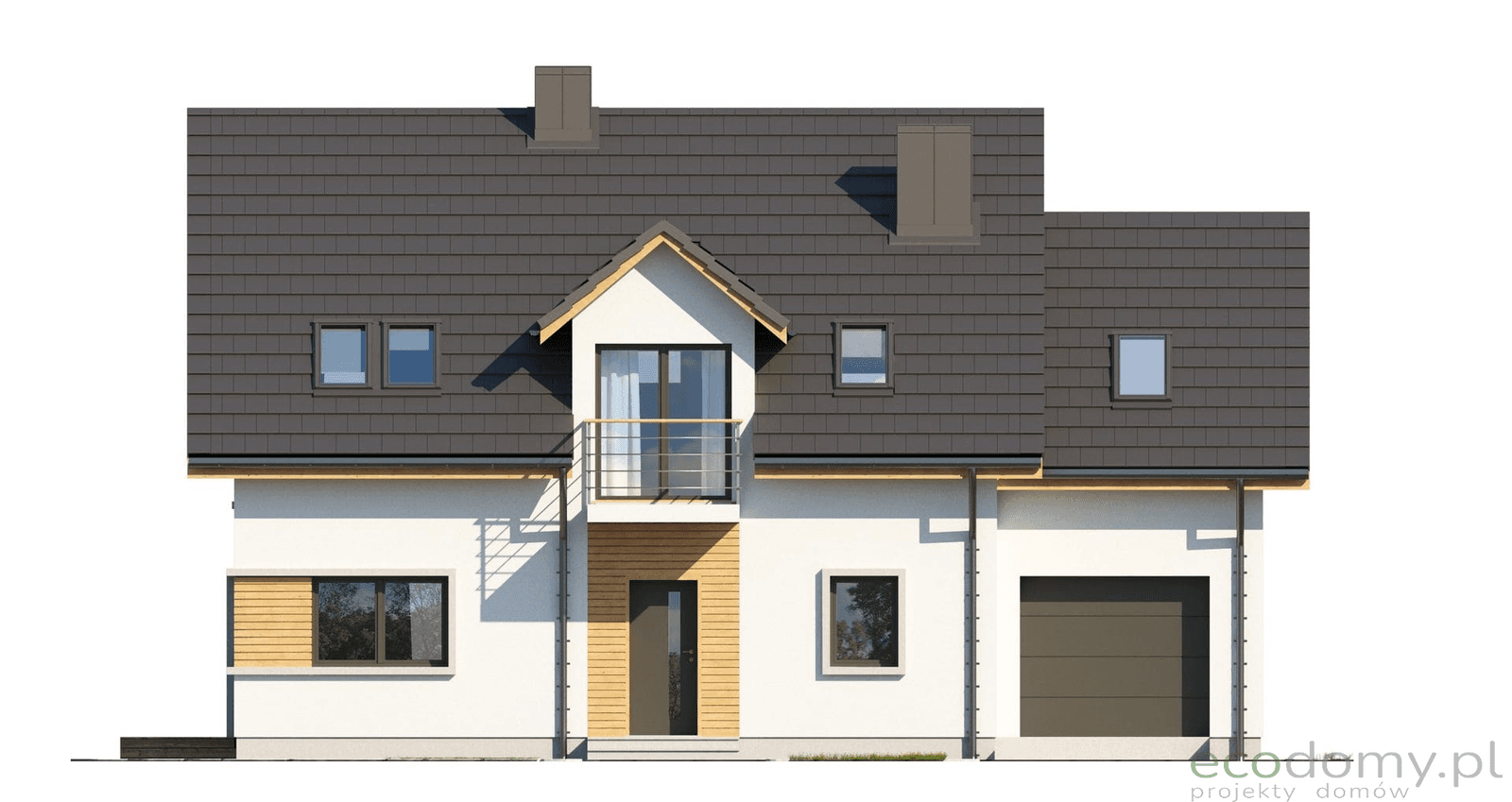 Elewacja frontowa projektu domu jednorodzinnego Eco11