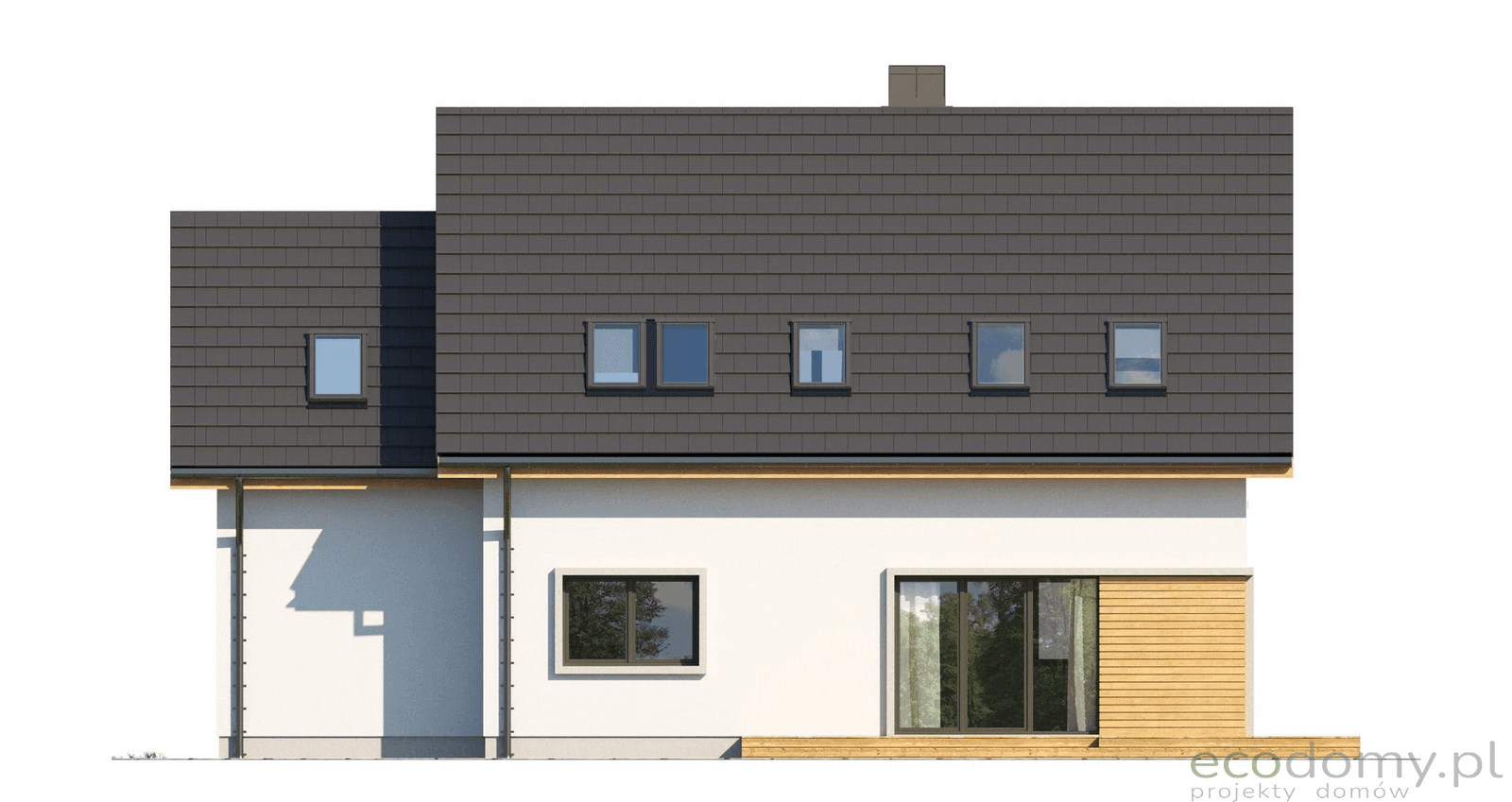 Elewacja tylna projektu domu jednorodzinnego Eco11