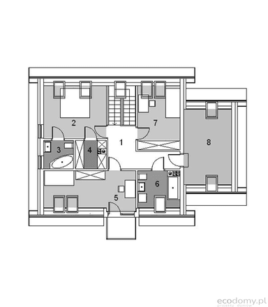 Rzut poddasza w projekcie domu Eco11