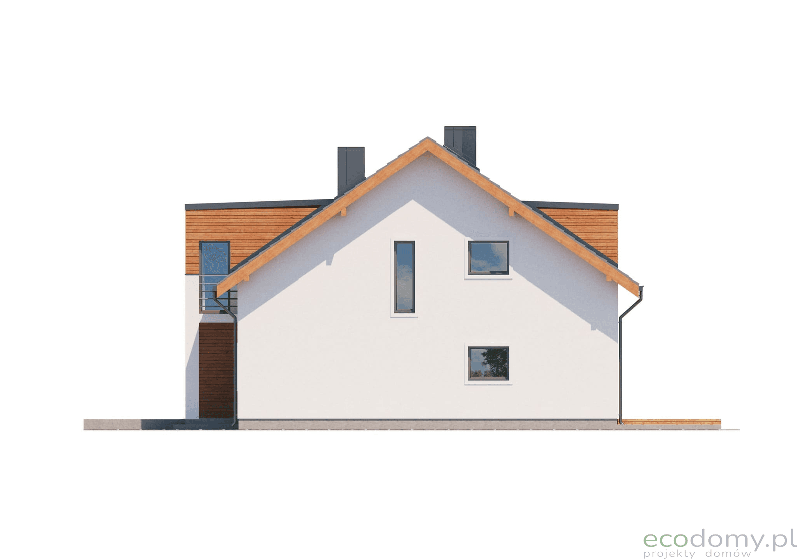 Elewacja prawa w projekcie domu bliźniaczego Eco12