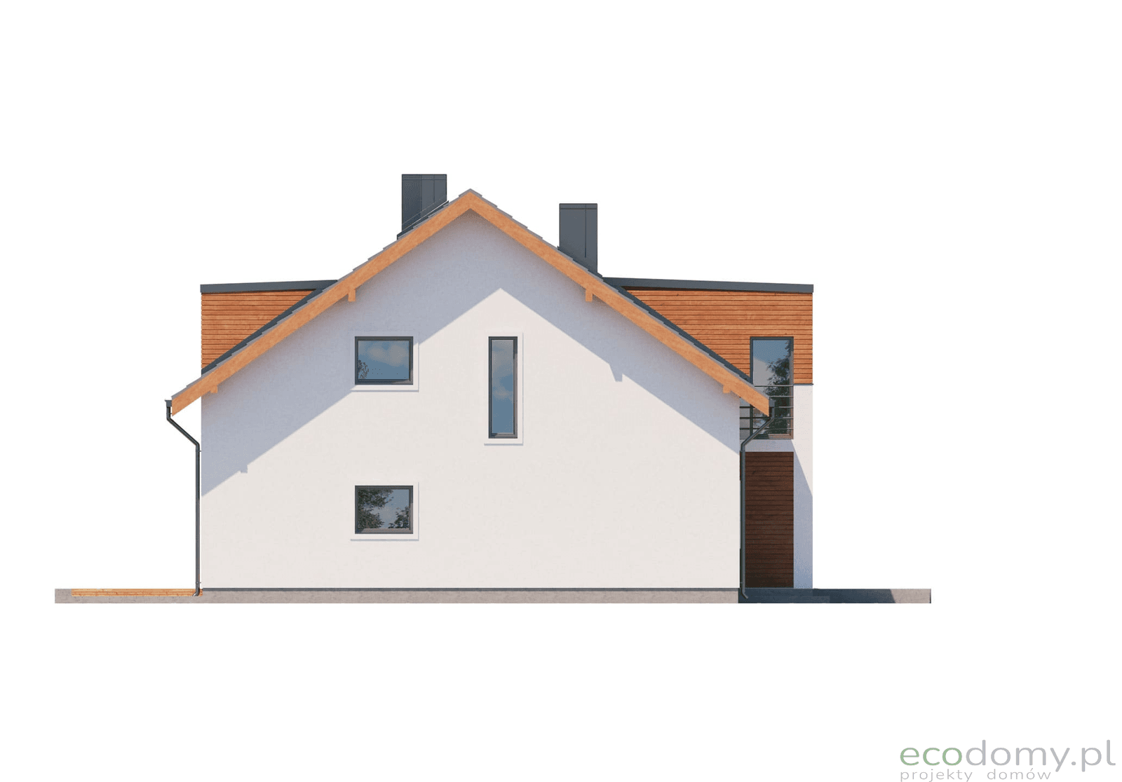 Elewacja lewa projektu domu w zabudowie bliźniaczej Eco12