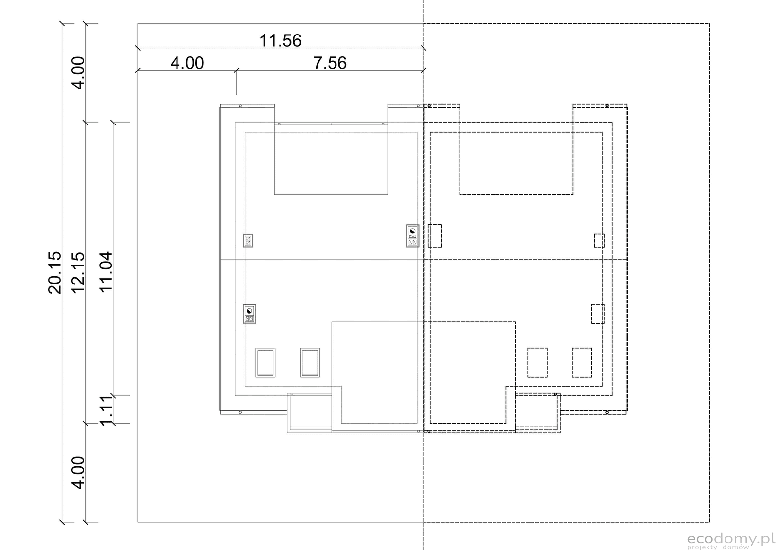Usytuowanie budynku Eco12 w zabudowie bliźniaczej na działce