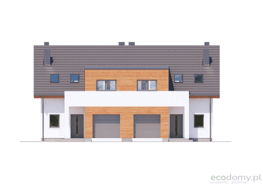 Elewacja frontowa projektu domu szeregowego Eco 12