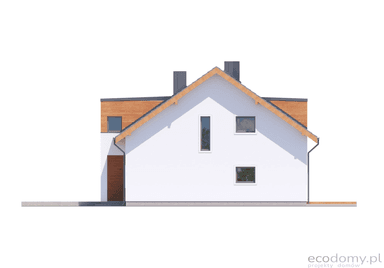 Elewacja prawa projektu domu w zabudowie szeregowej Eco12