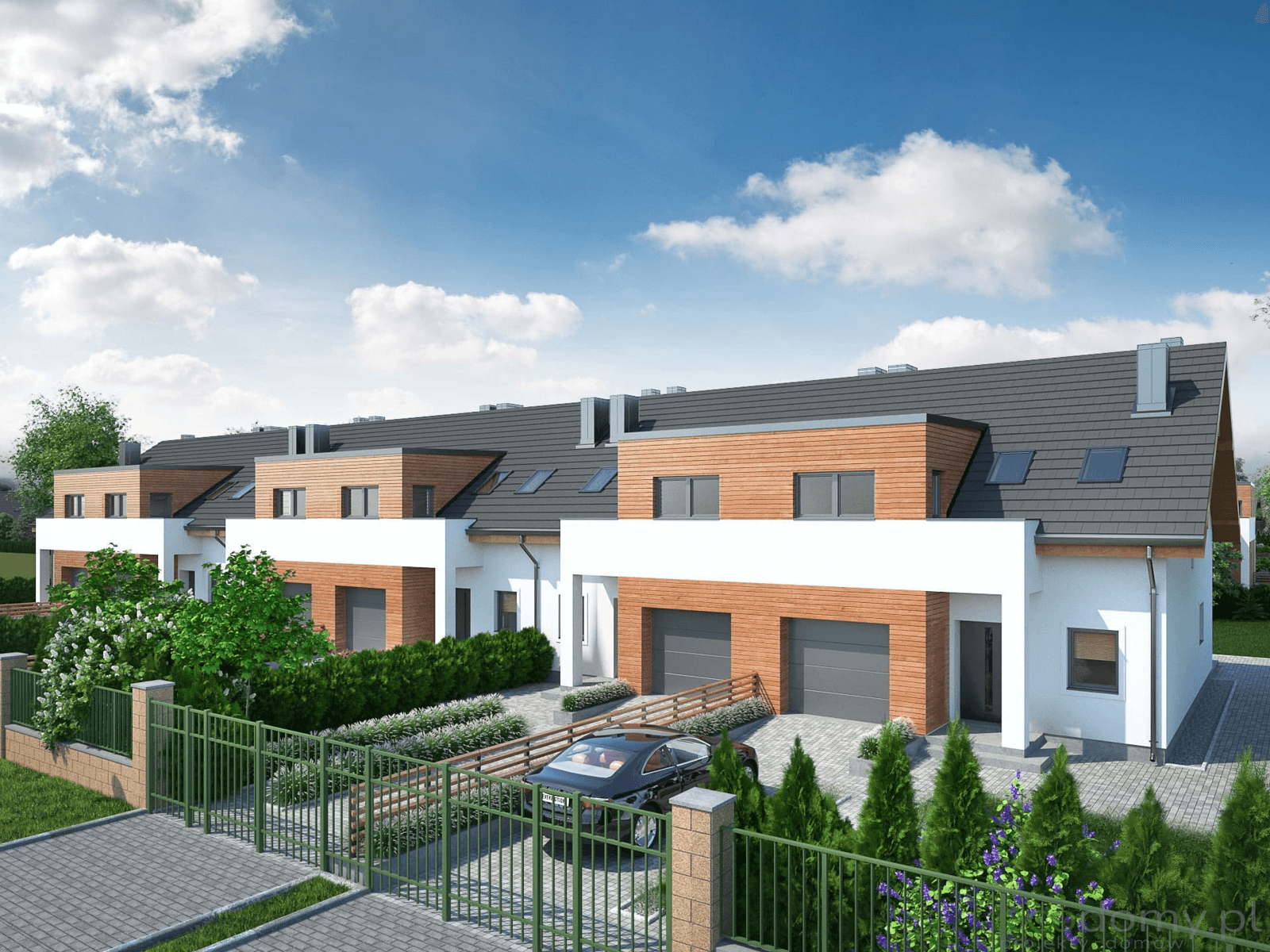 Wizualizacja projektu domu szeregowego Eco12