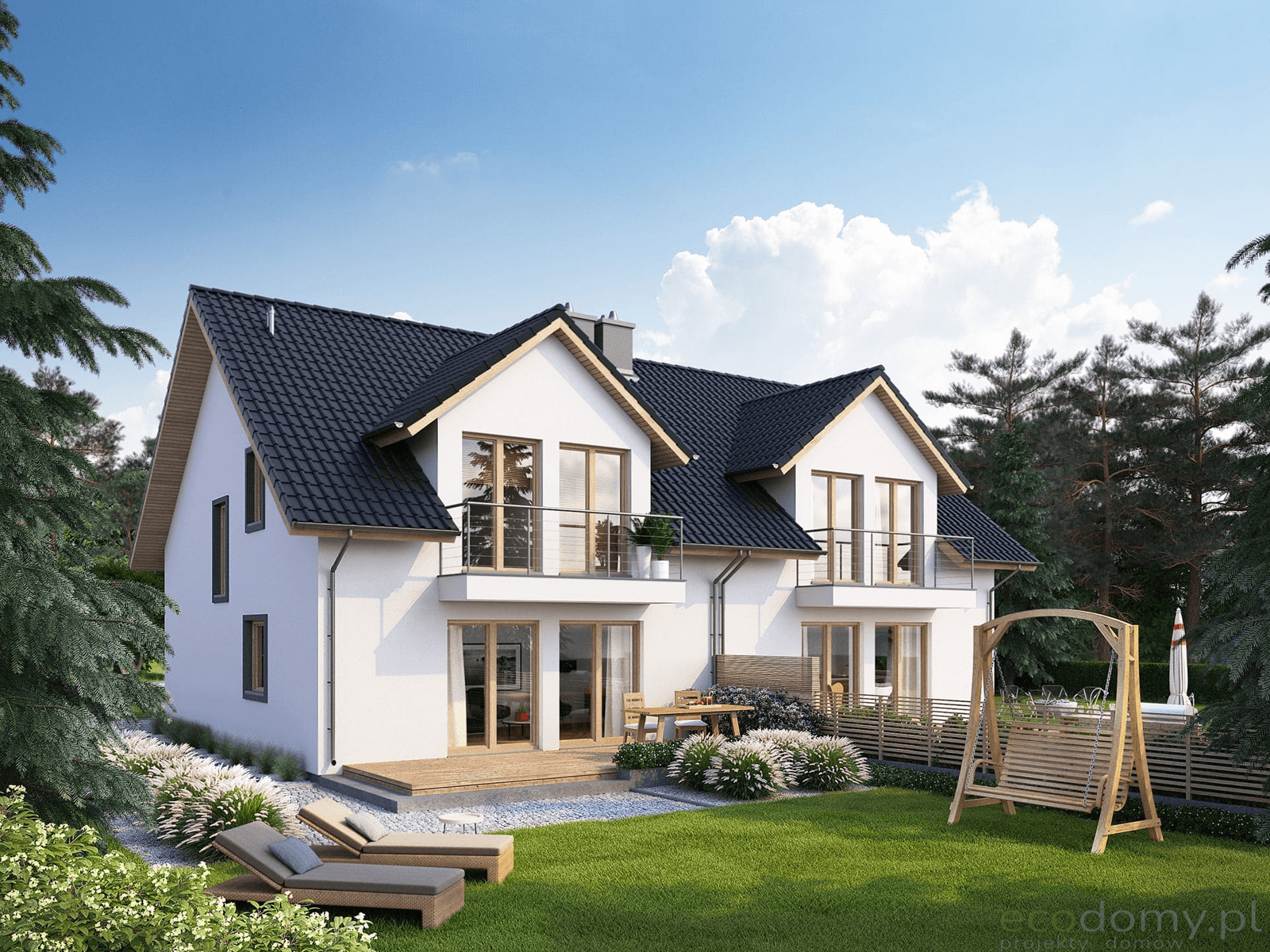 Wizualizacja domu Eco 15 od strony ogrodu