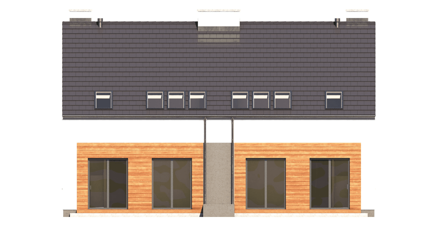 Elewacja ogrodowa w projekcie domu Eco 16