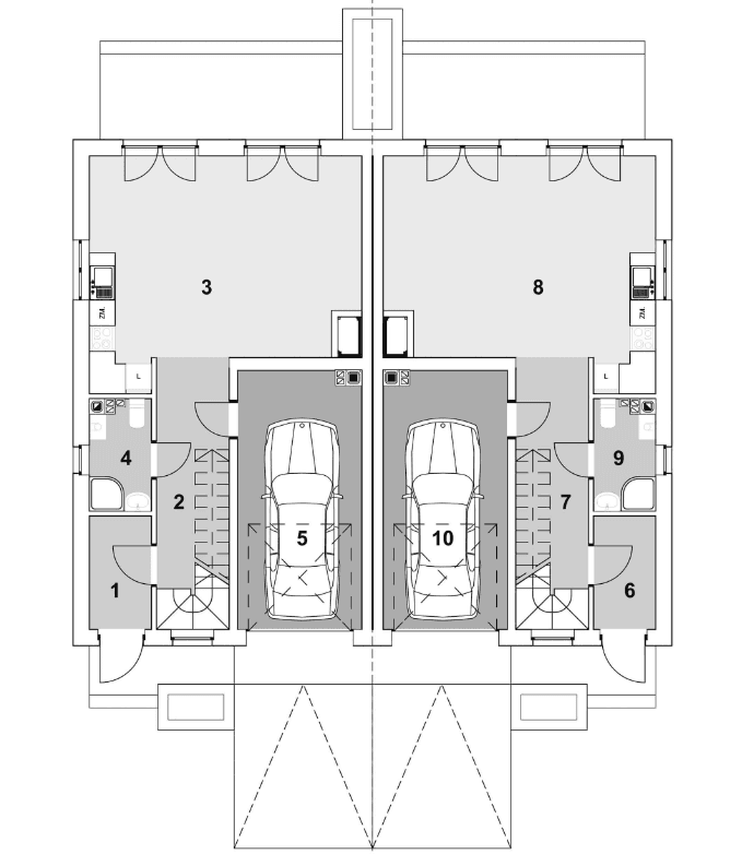 Rzut parteru w projekcie domu Eco 16