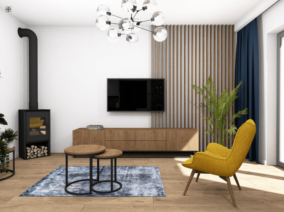 Zaprojektowanie wnętrza w salonie w projekcie domu Eco 16