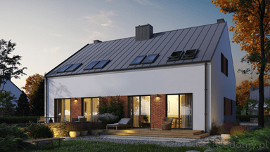 Widok na dom bliźniaka z poddaszem w nowoczesnym stylu Eco 17