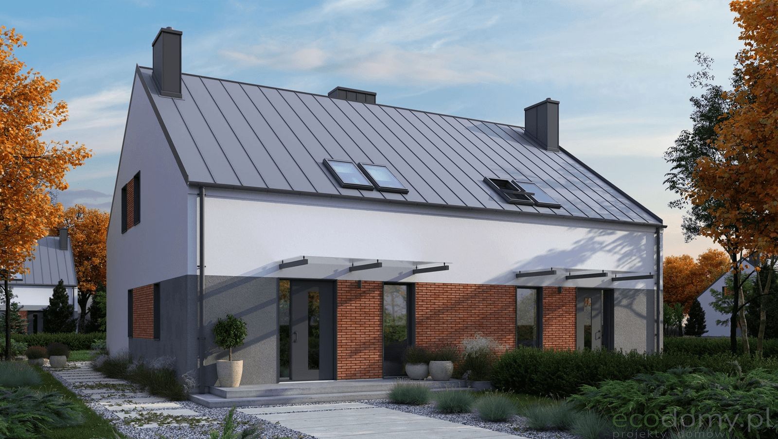 Wizualizacja projektu w zabudowie bliźniaczej Eco 17