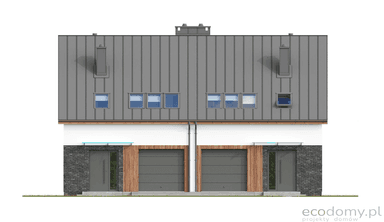 Elewacja frontowa projektu domu w zabudowie bliźniaczej Eco 19