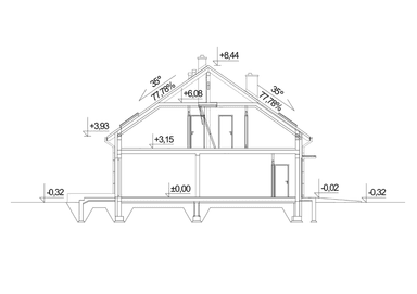 Przekrój w projekcie domu bliźniaczego Eco 19