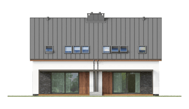 Elewacja ogrodowa w projekcie domu bliźniaczego Eco 19