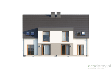 Elewacja ogrodowa w projekcie domu bliźniaczego Eco 20