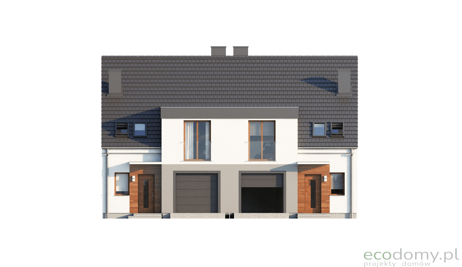 Elewacja frontowa w projekcie domu bliźniaka Eco 20