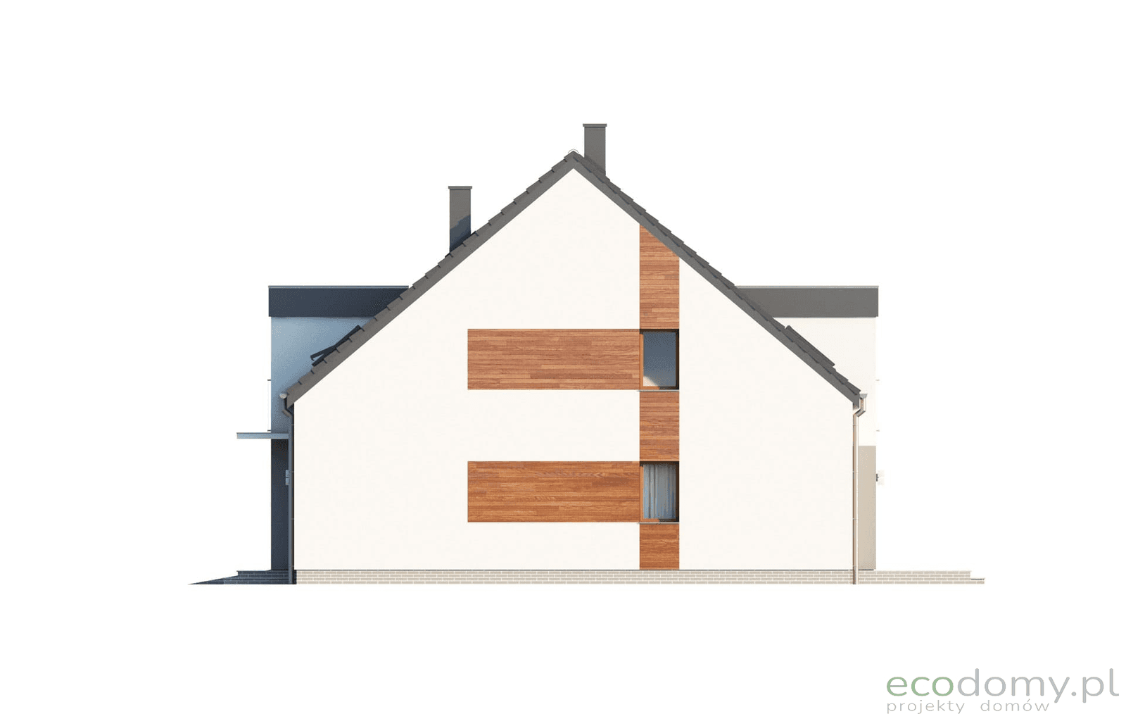 Elewacja boczna w projekcie domu Eco21