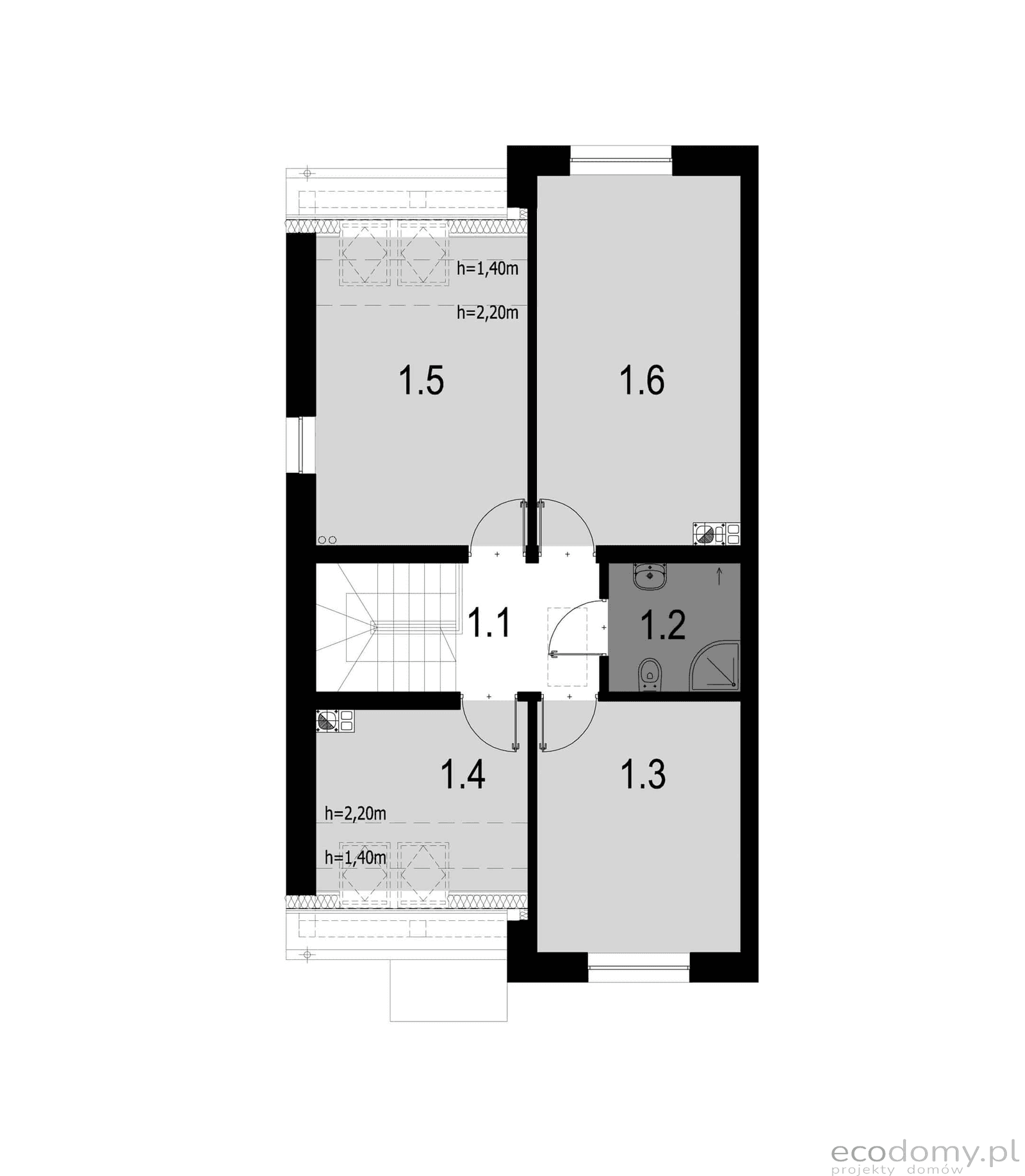Rzut poddasza w projekcie domu bliźniaczego Eco 20