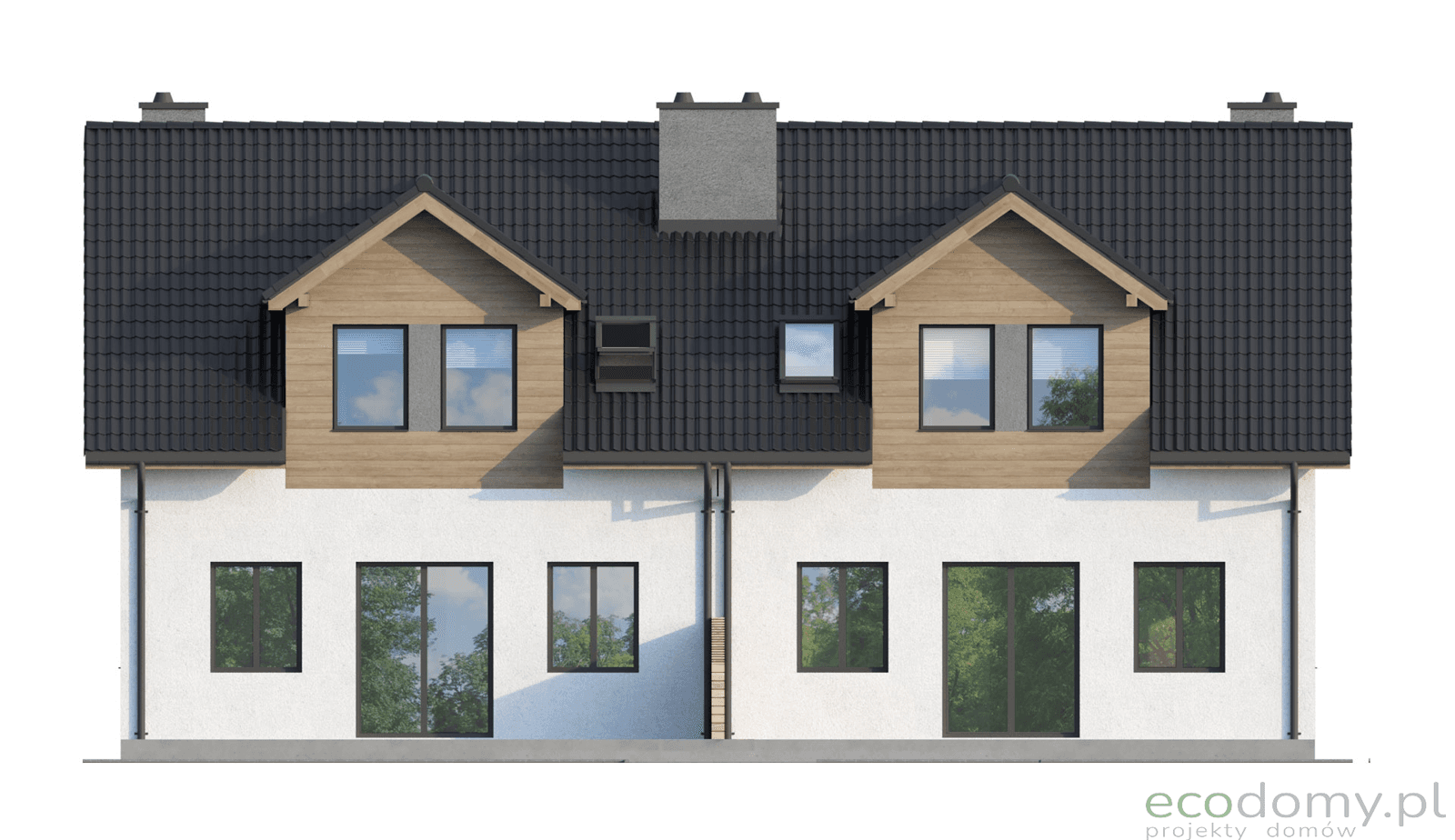 Elewacja tylna w projekcie domu Eco 21