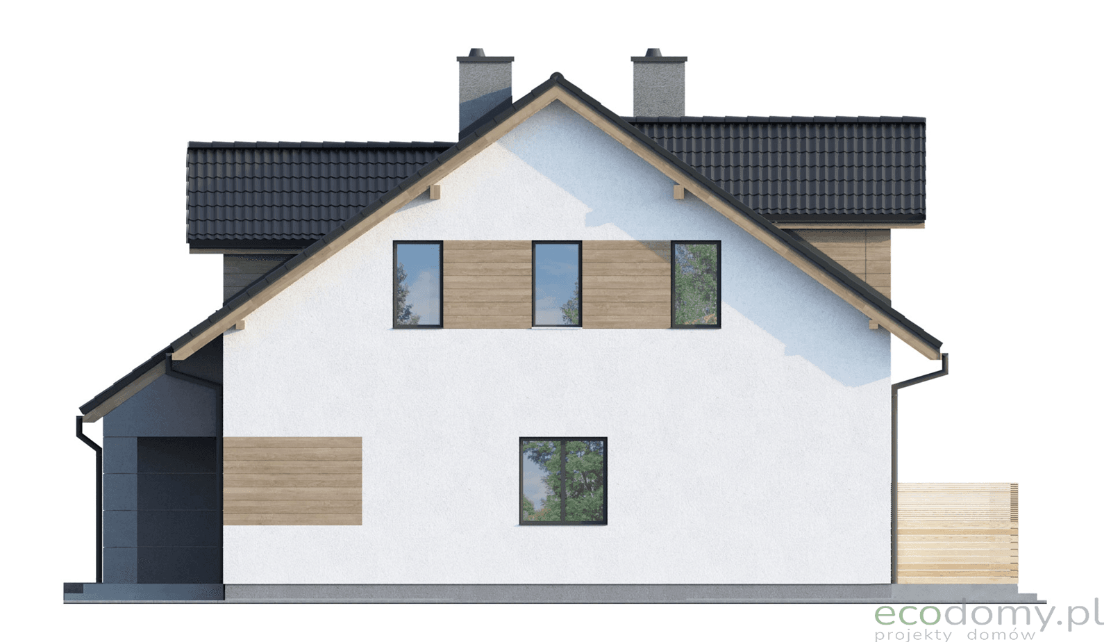 Elewacja boczna projekt domu w zabudowie bliźniaczej Eco 21