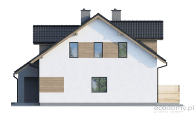 Elewacja boczna projekt domu w zabudowie bliźniaczej Eco 21