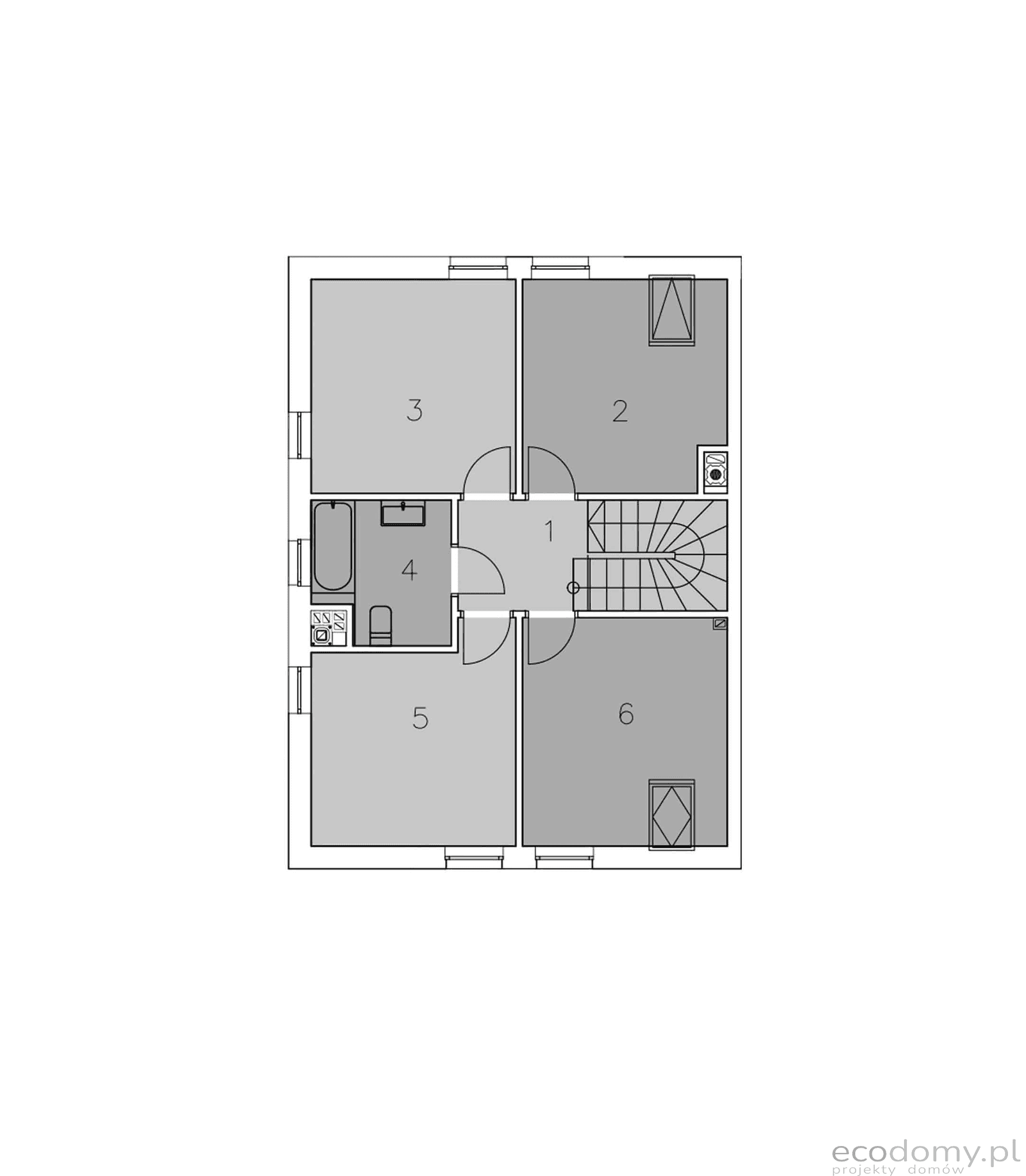 Rzut poddasza w projekcie domu Eco21