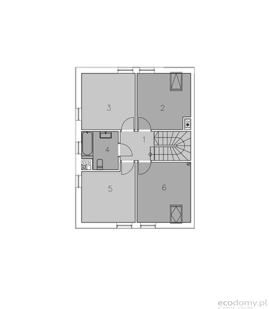 Rzut poddasza w projekcie domu Eco21