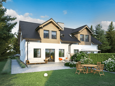 Wizualizacja ogrodowa projektu domu bliźniaczego Eco 21