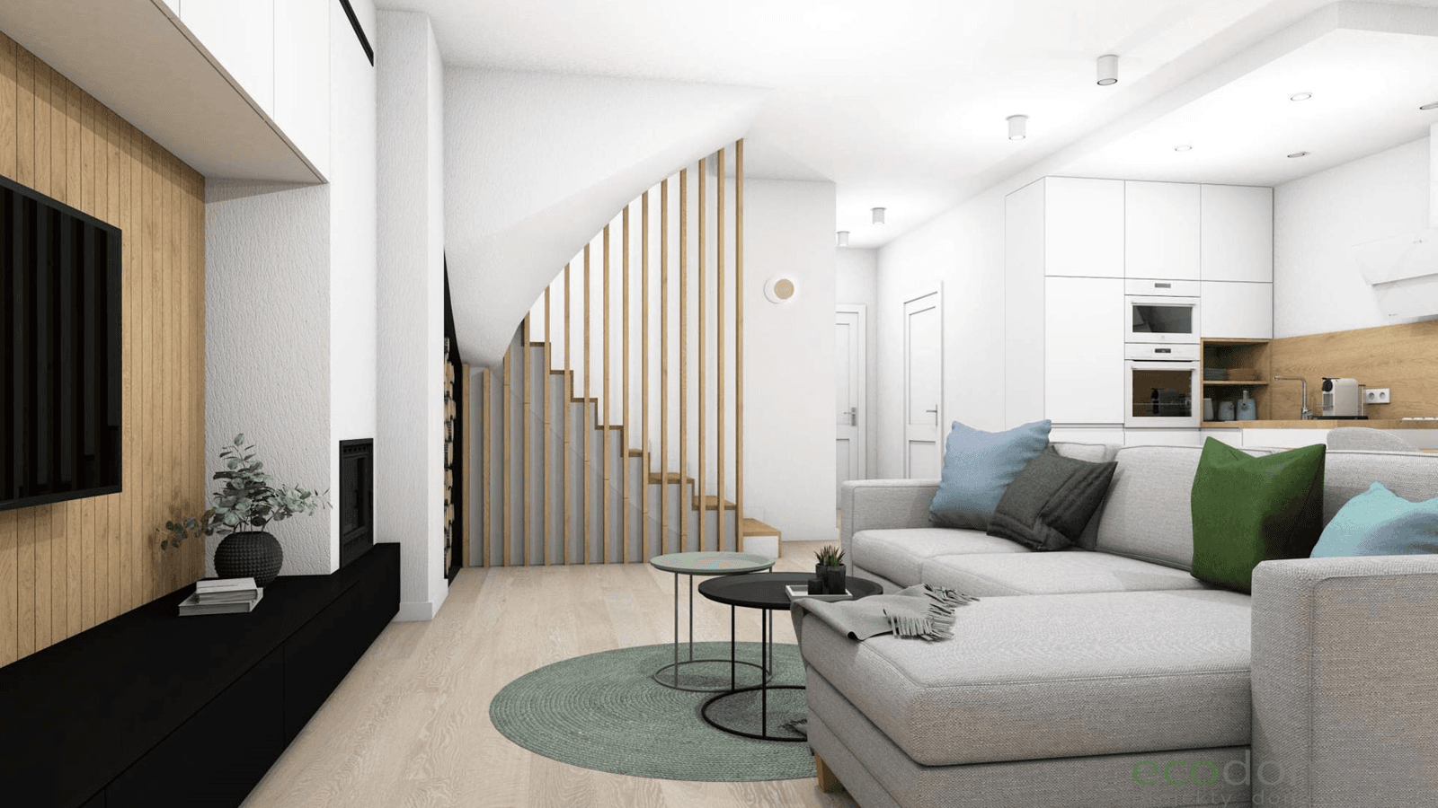 Wnętrze salon w proejkcie domu Eco 22