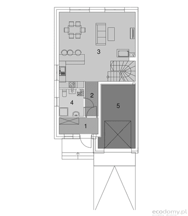 Rzut parteru w projekcie gotowym Eco 23