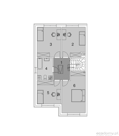 Rzut poddasza w projekcie domu Eco 23