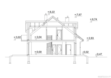 Przekrój w projekcie domu Eco 25