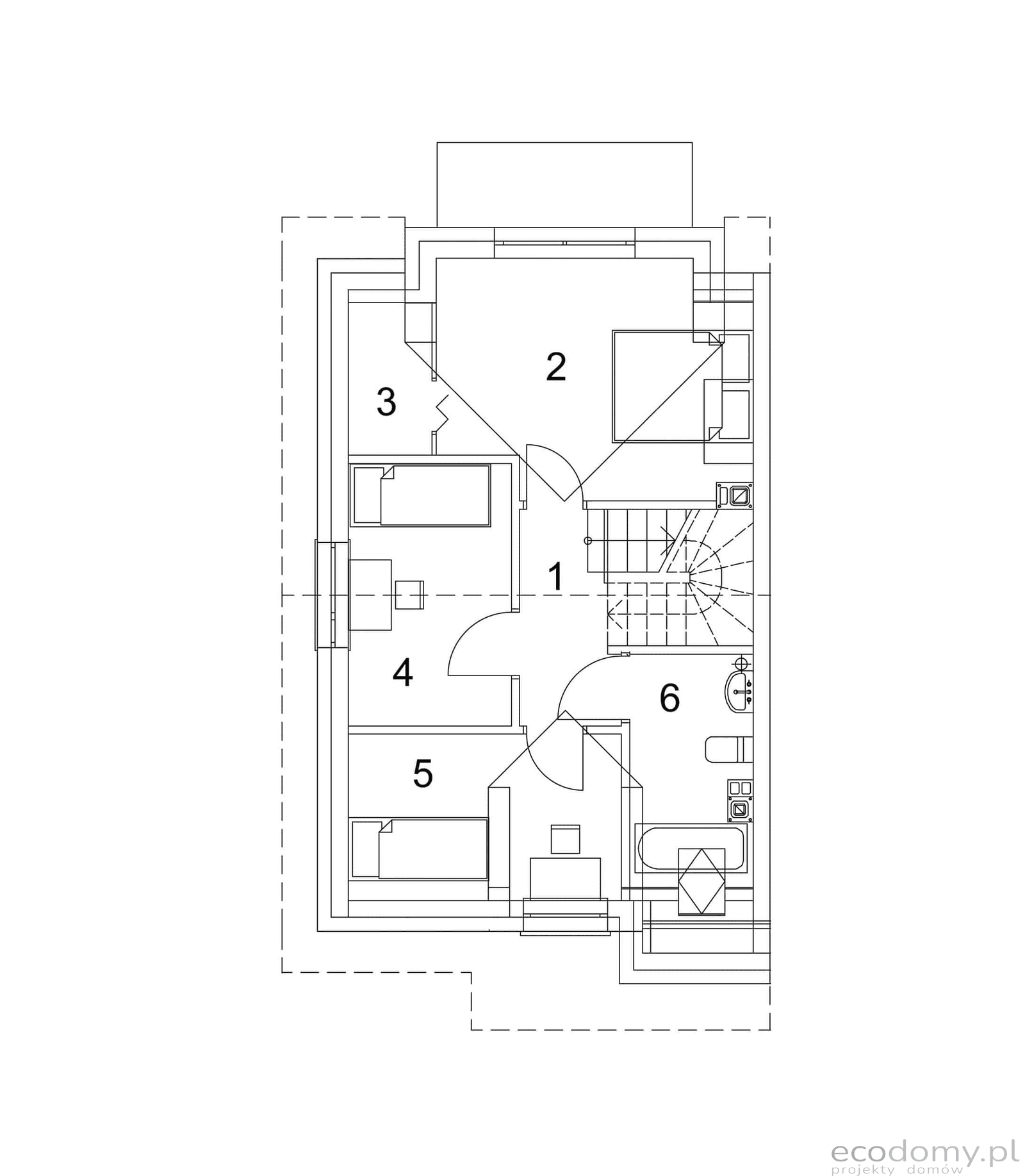 Rzut poddasza w projekcie Eco 25