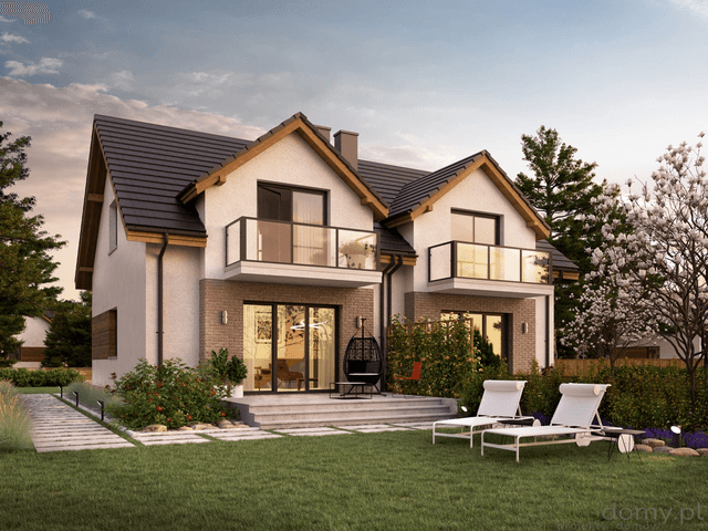 Widok na ogrodową elewację w projekcie domu Eco 25