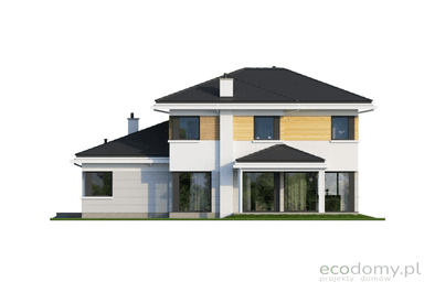 Elewacja ogrodowa w projekcie domu Eco 27