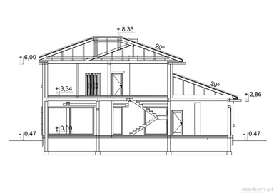 Przekrój w proejkcie domu Eco 27