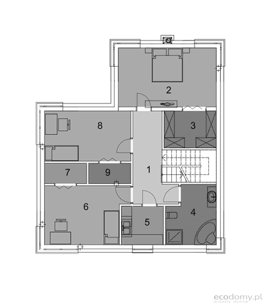 Rzut piętra w projekcie domu Eco 27