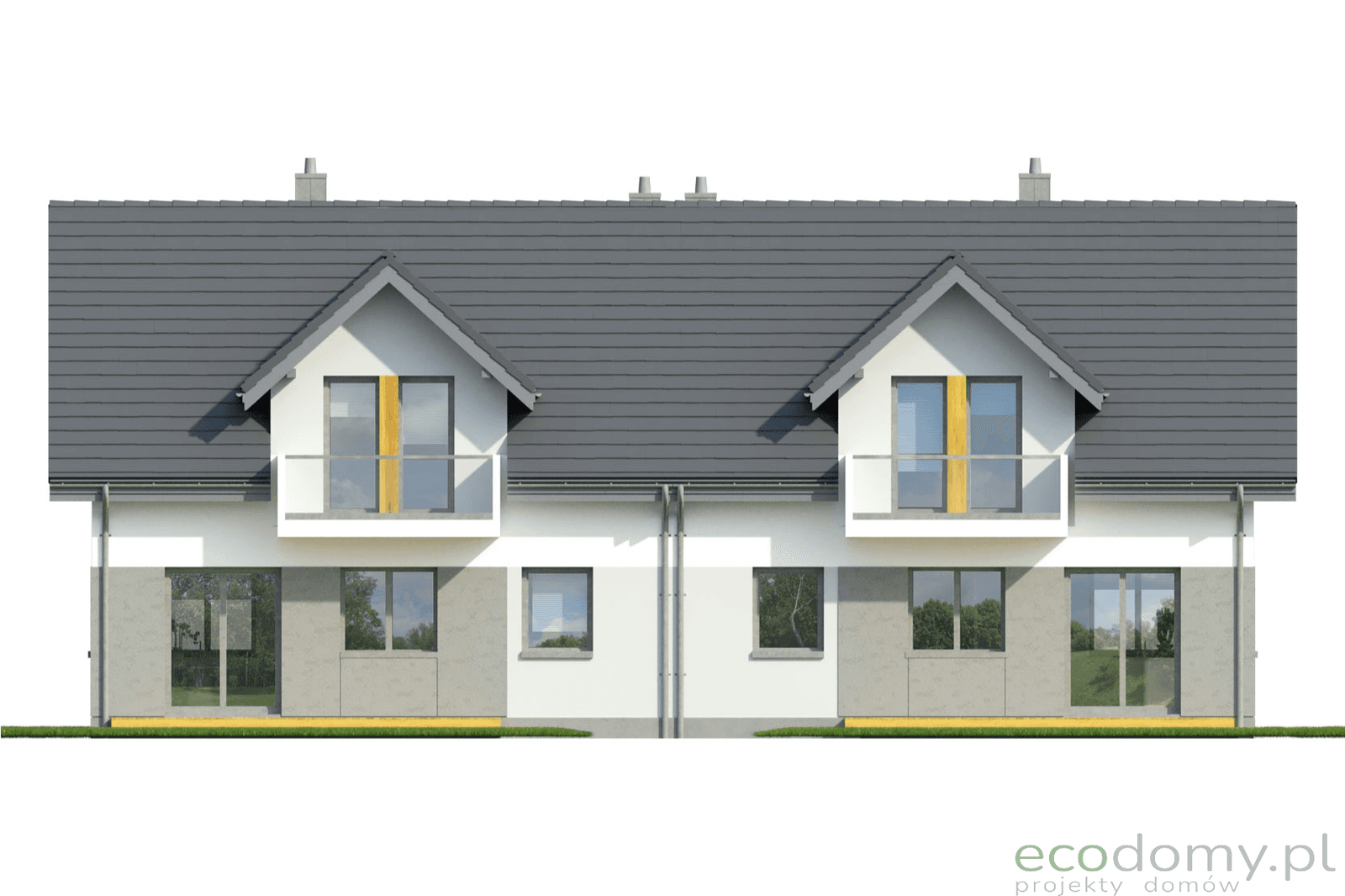 Elewacja ogrodowa proejktu domu Eco 28