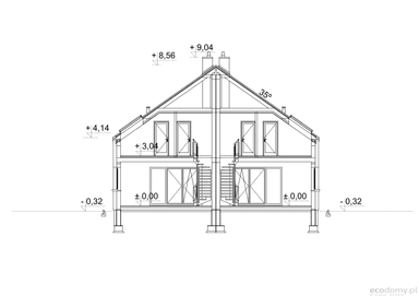 Przekrój w projekcie domu Eco 29