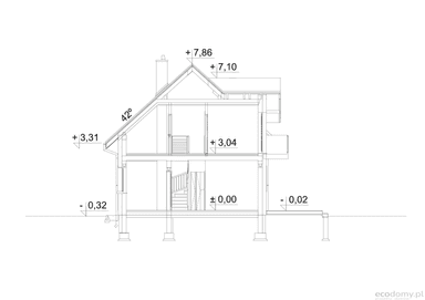 Przekrój w projekcie domu Eco 30