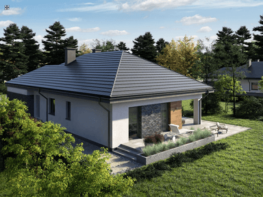 Widok na projekt domu od strony ogrodu Eco 31